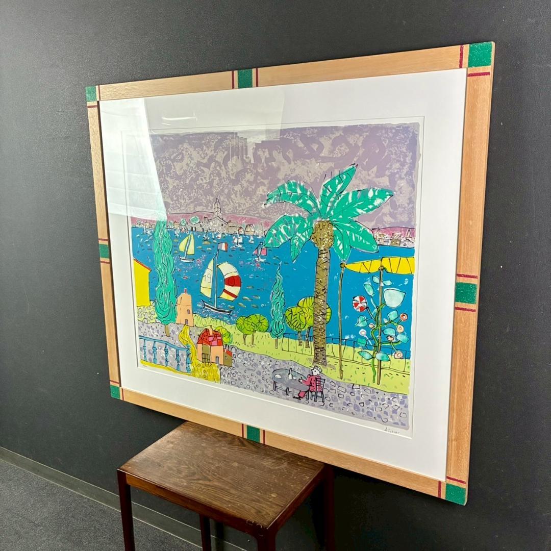 美品 ポール・アイズピリ「ボーバロンの眺め」大作リトグラフ サイン入 可愛い額装