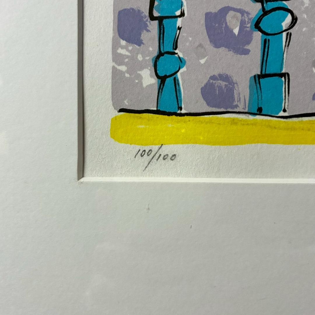 美品 ポール・アイズピリ「ボーバロンの眺め」大作リトグラフ サイン入 可愛い額装