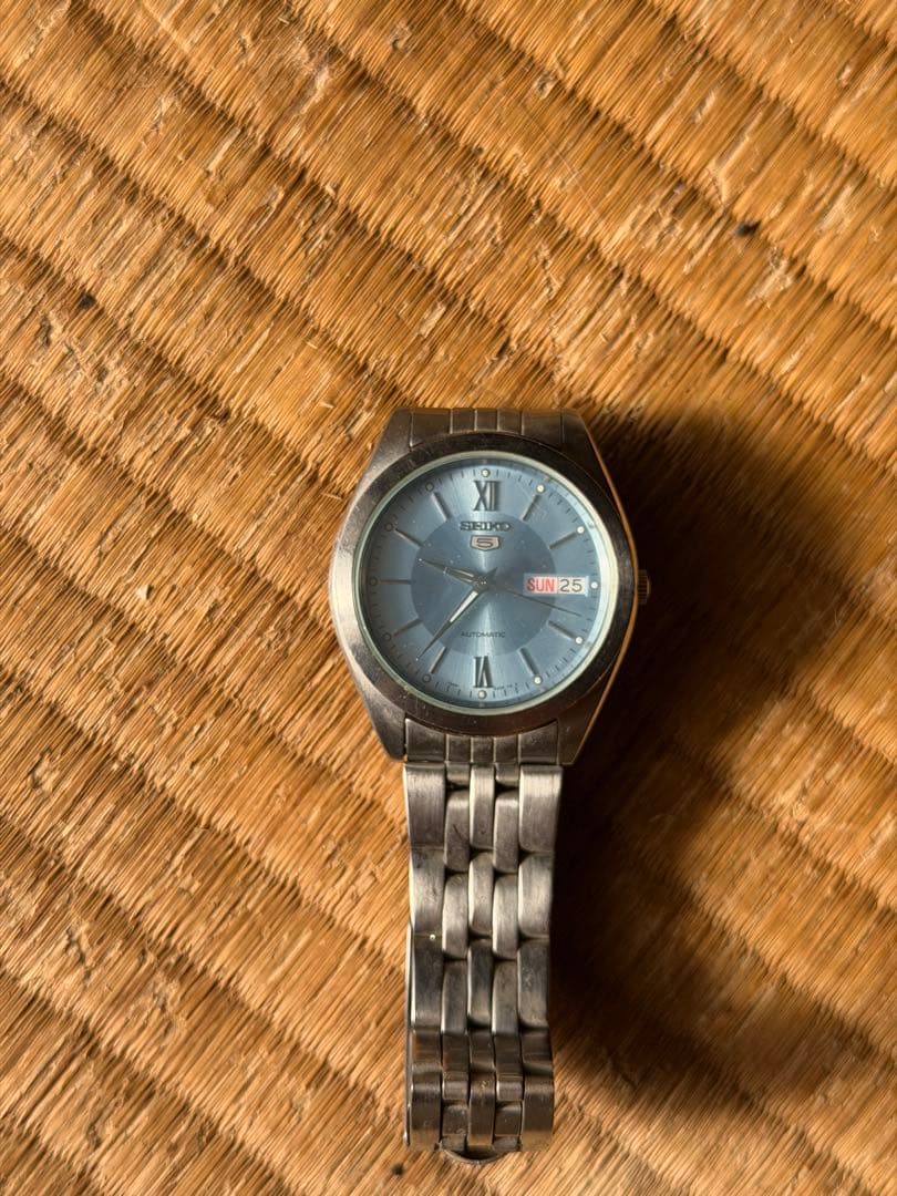 SEIKO5 自動巻腕時計 裏スケルトン アイスブルー