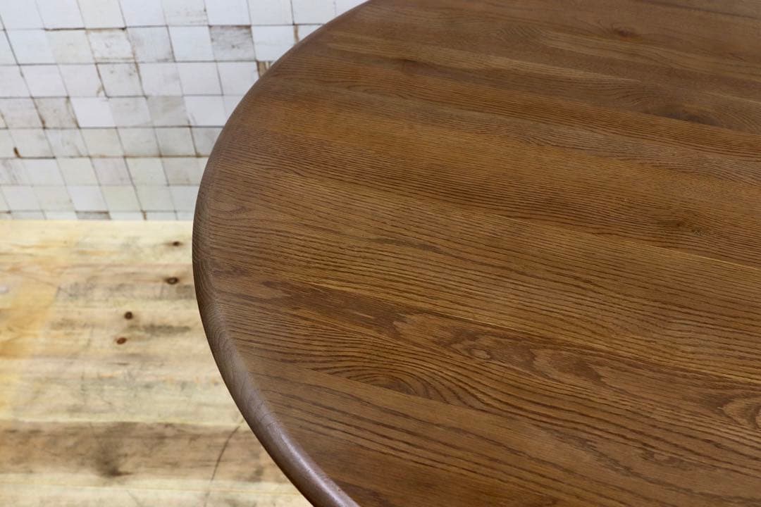 GMHK787○大川家具 東馬 オーク無垢 ラウンドダイニングテーブル