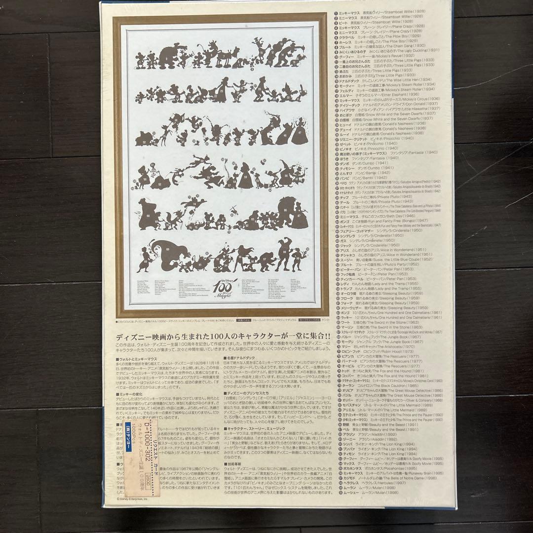 新品未使用ウォルト・ディズニー 生誕100周年 ジグソーパズル1000ピース