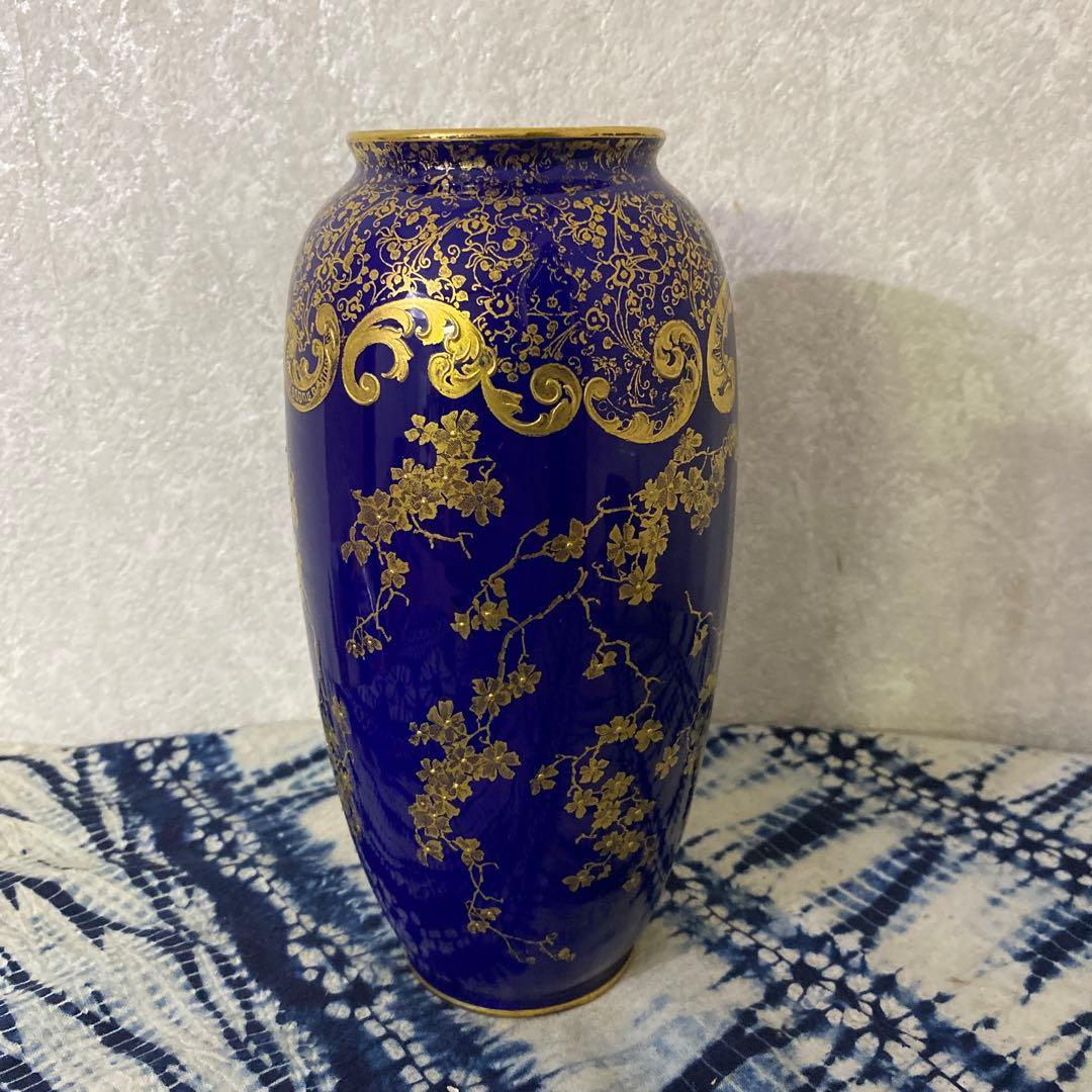 ロイヤルドルトン　金彩瑠璃花瓶