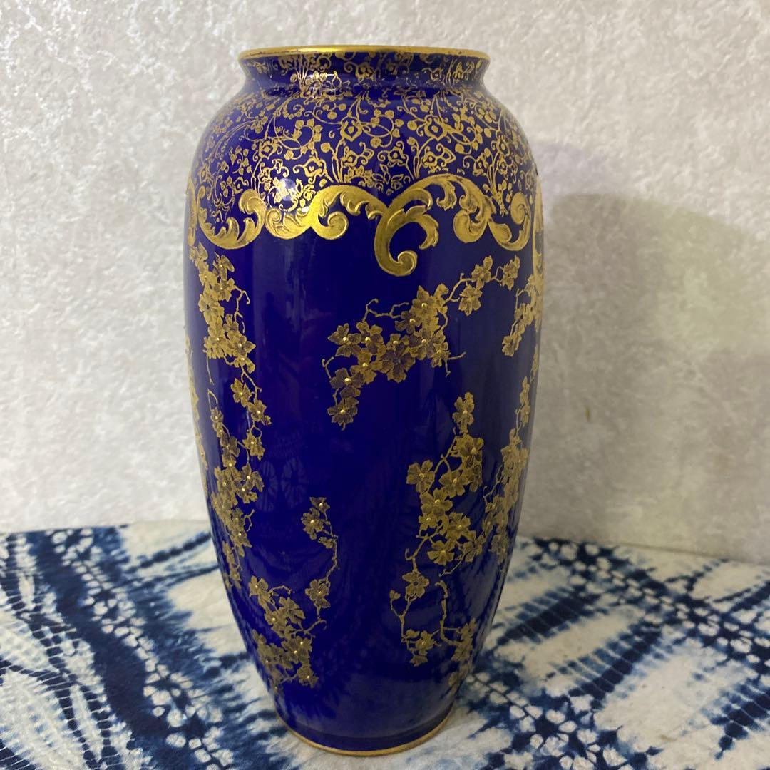 ロイヤルドルトン　金彩瑠璃花瓶