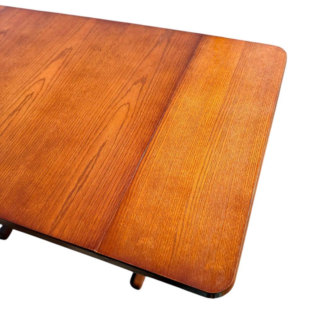 HR622【木目とラタンが美しい】三越ブルージュ　バタフライテーブル　三越家具