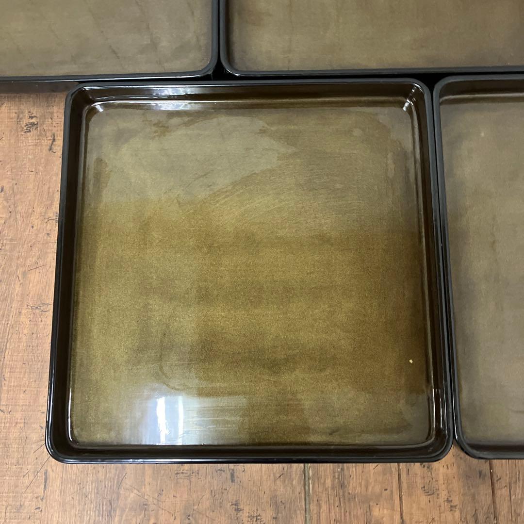 D-4 ② 昭和レトロ 会議膳 膳 御膳5客セット セット売り 四角形 正方形