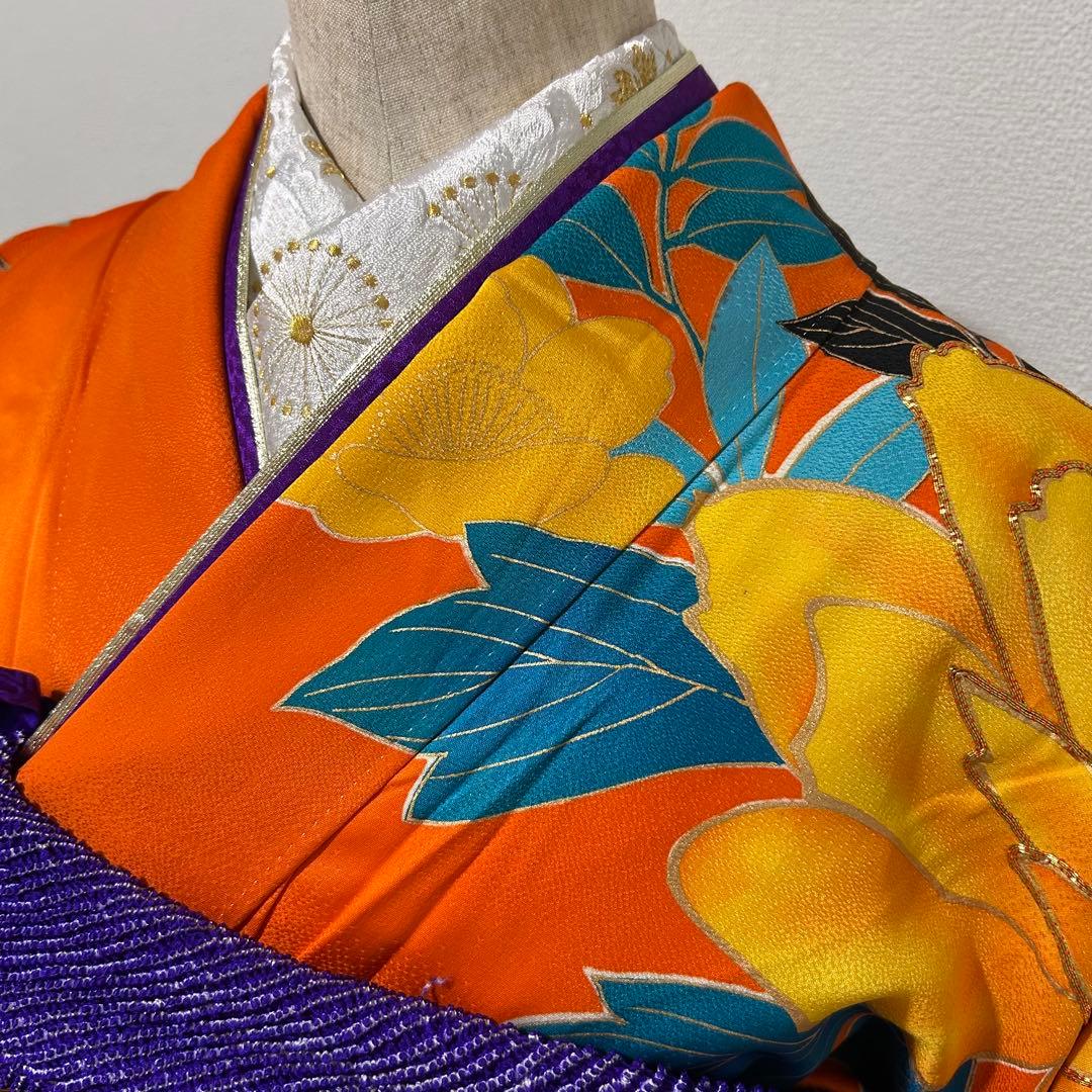 振袖フルセット　大胆な柄　レトロポップ　アンティーク