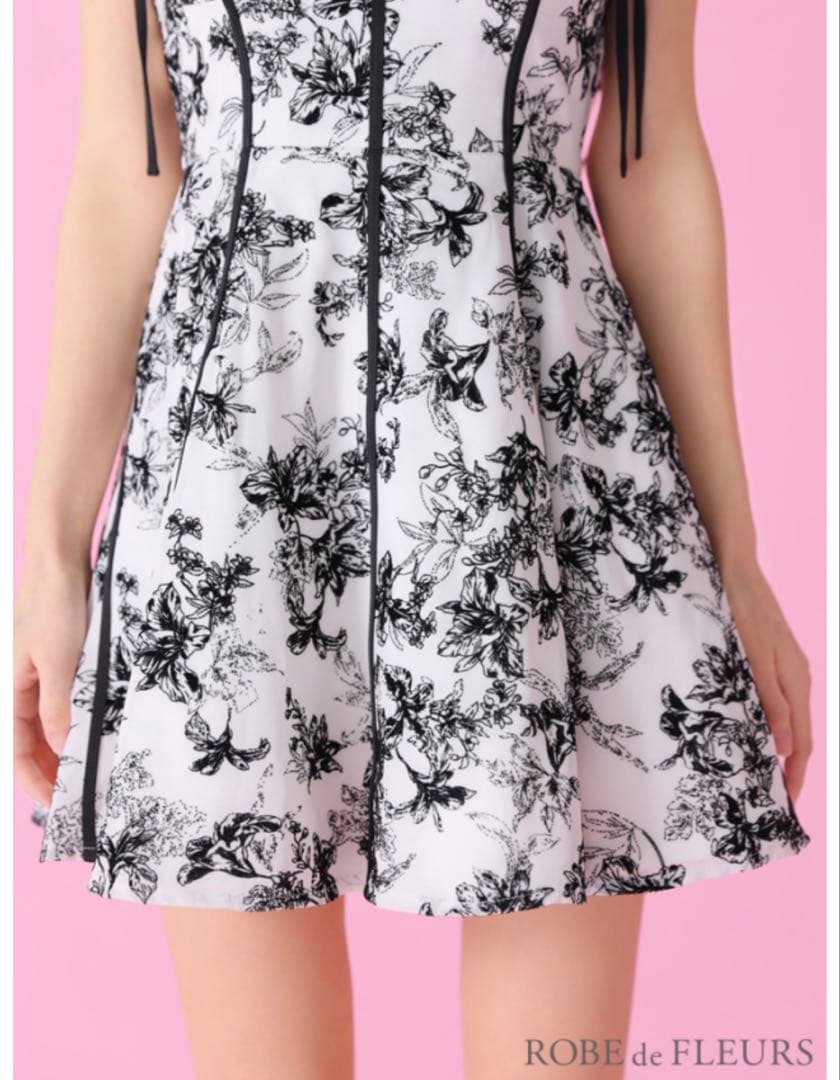 ROBE de FLEURS フラワープリントミニドレス S