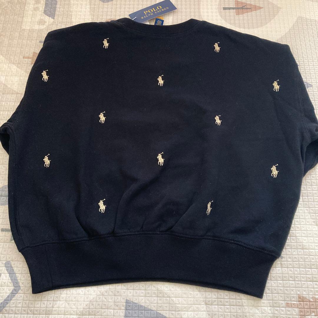 ポロラルフローレン　キッズトレーナー　ポニー総柄　黒　ゴールド　140 新品
