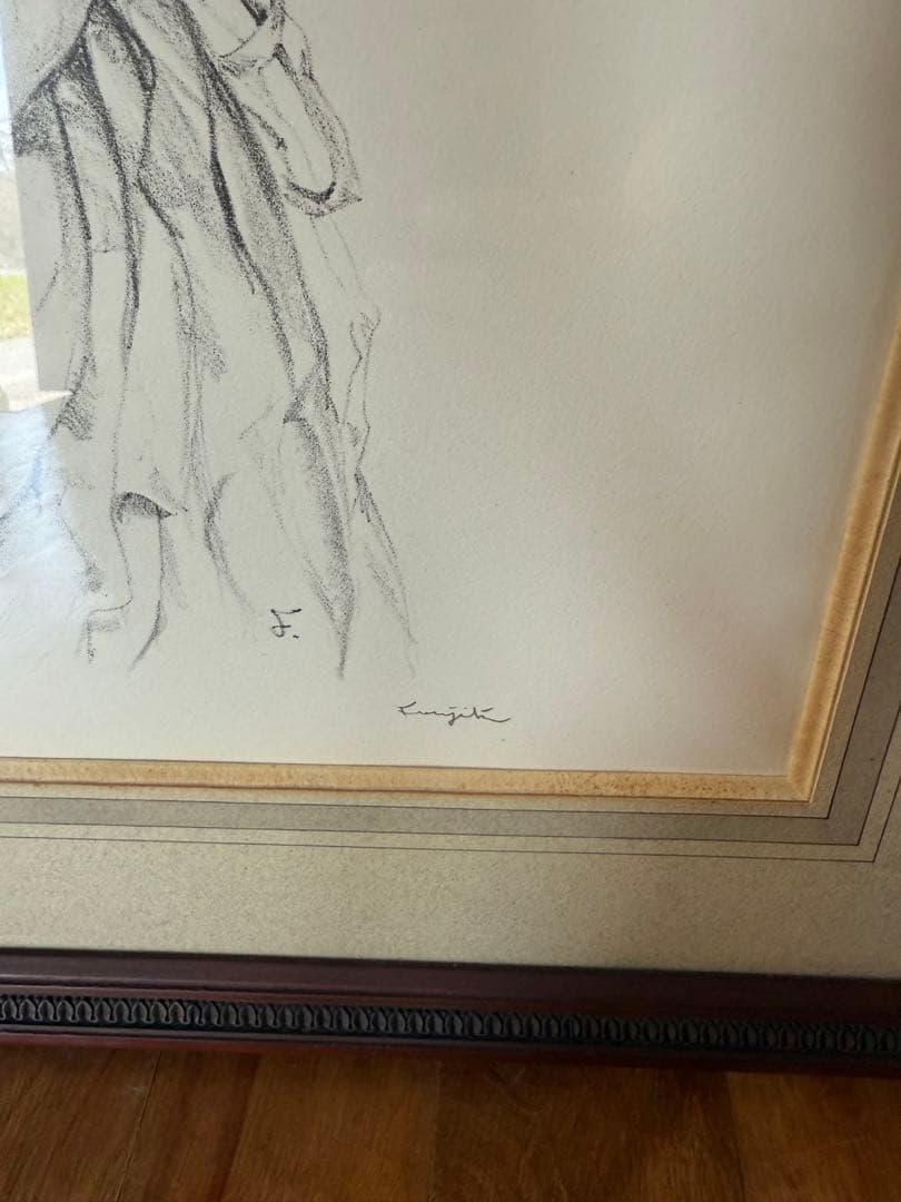 藤田嗣治（レオナール・フジタ）「猫を抱く少女」 作者サインあり　12/40