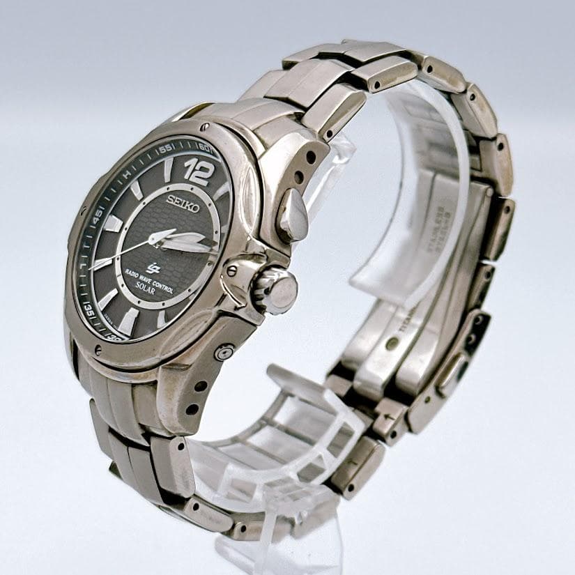 美品 セイコー イグニッション ソーラー電波 デイト メンズ腕時計 動作良好