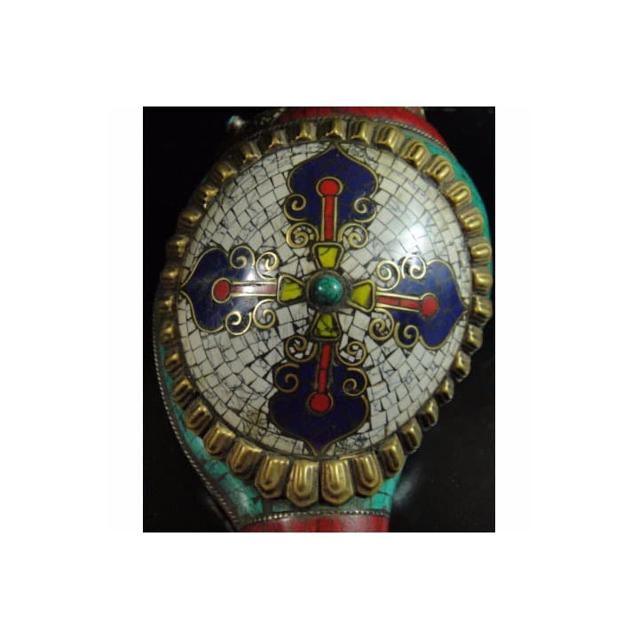 ◆チベット密教法具 法螺貝（シャンカ）羯磨（カツマ)-2