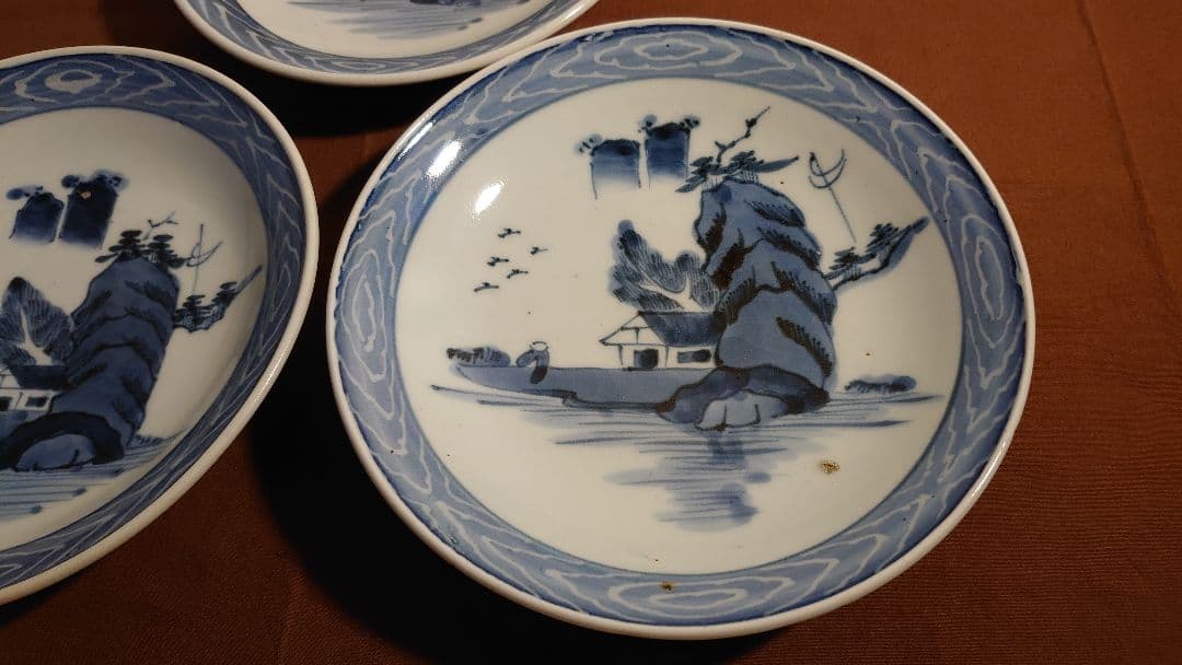 古伊万里　伊万里　染付　古染付　中皿　江戸期　３客