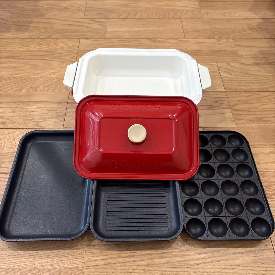 BRUNO ホットプレート たこ焼き、お好み焼き、焼肉プレート、鍋付