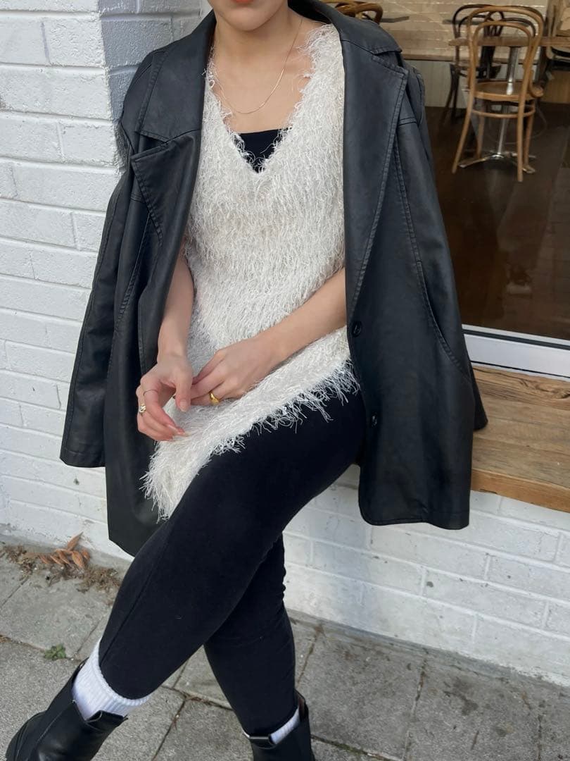 efu EATHER SLEEVELESS TOP ホワイトF