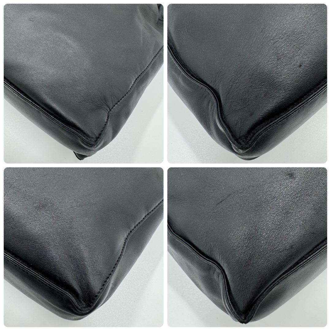 ロエベ フラメンコ アナグラム ナッパレザー ショルダーバッグ 巾着 ブラック