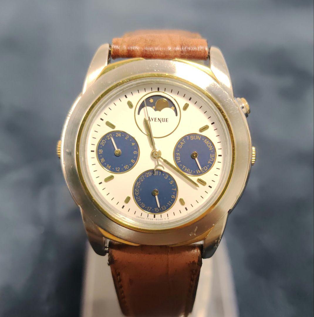 SEIKO　AVENUE 7F39-6060 ムーンフェイズ　デュアルタイム