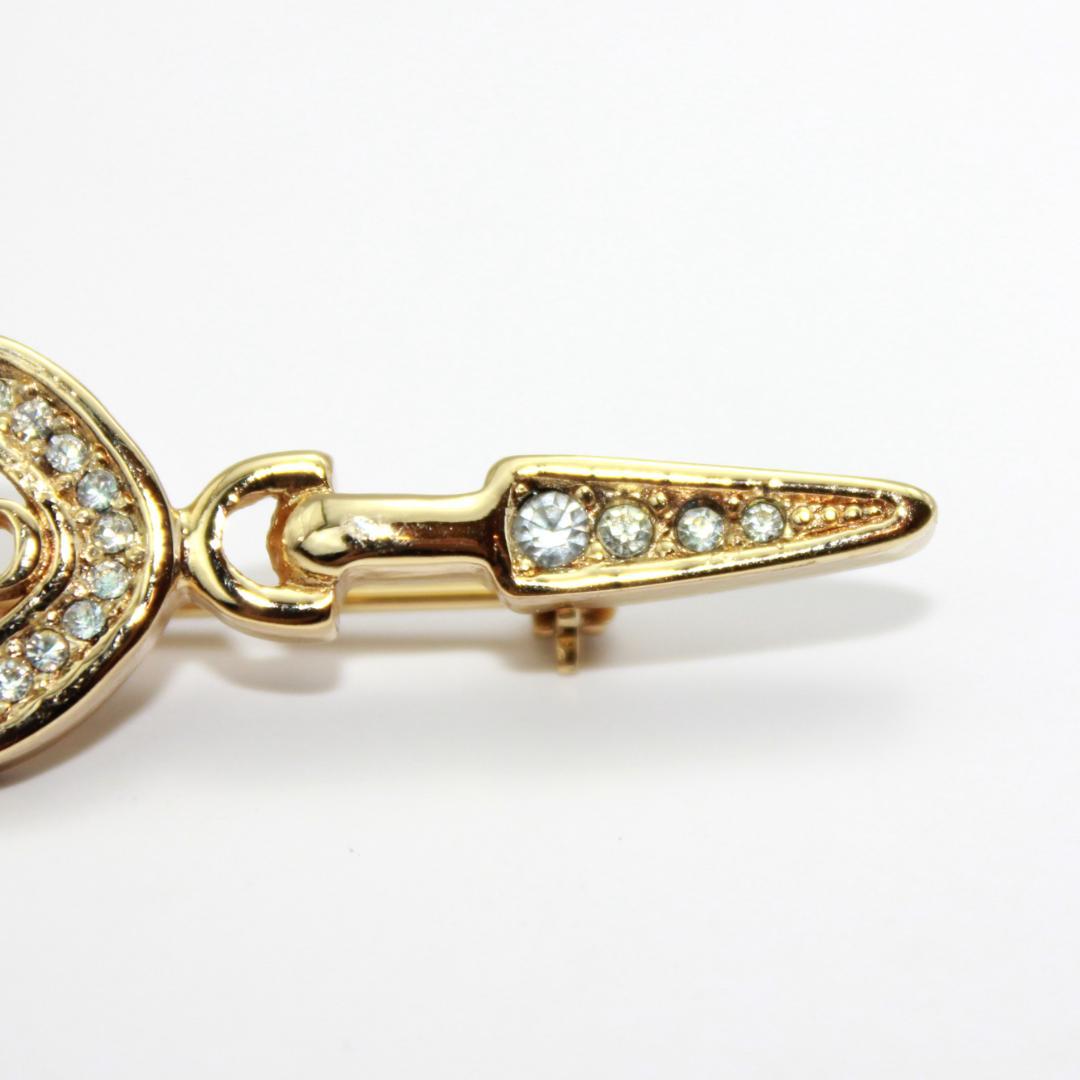 美品 Dior ディオール CD ロゴ ラインストーン ゴールド ブローチ