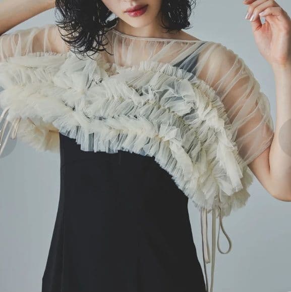 ANDRESD ボリュームソフトチュールドレス オケージョン ワンピース M