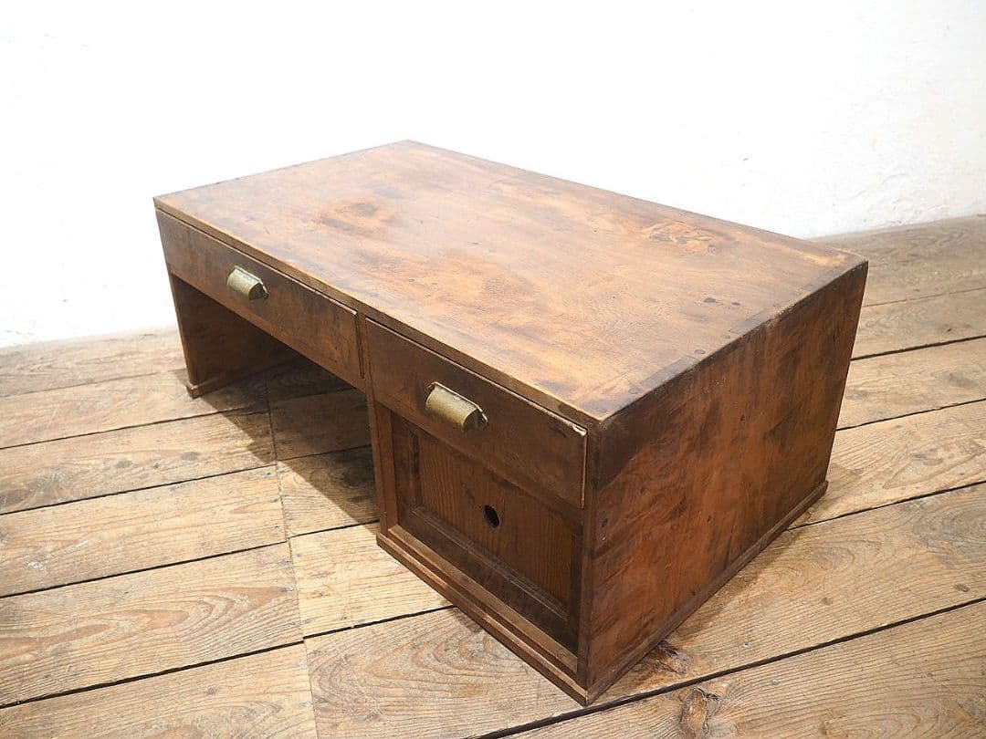 1289 ヴィンテージ　ロータイプの片袖机　文机　ローテーブル　収納棚　レトロ