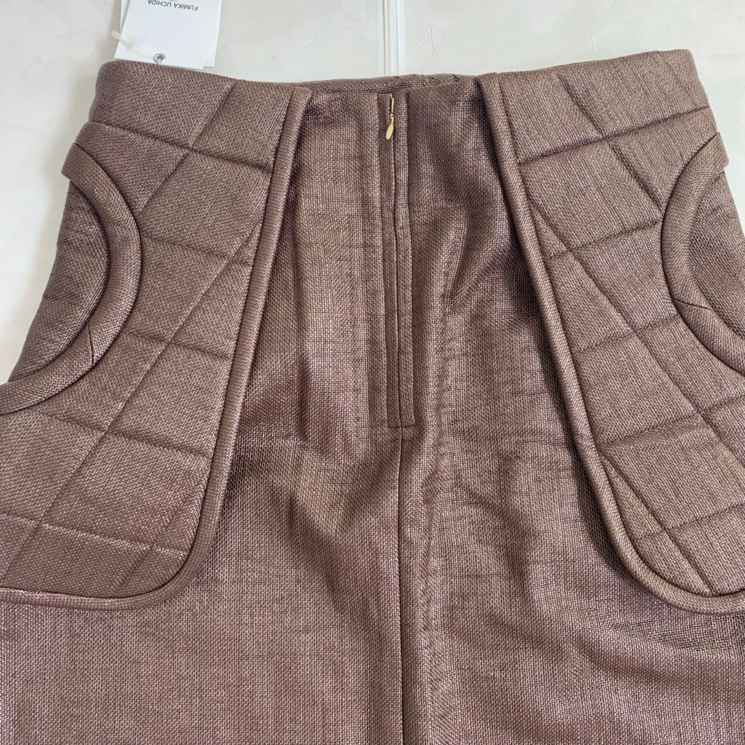 フミカウチダ　RAFFIA WAIST PAD MIDDLE SKIRT