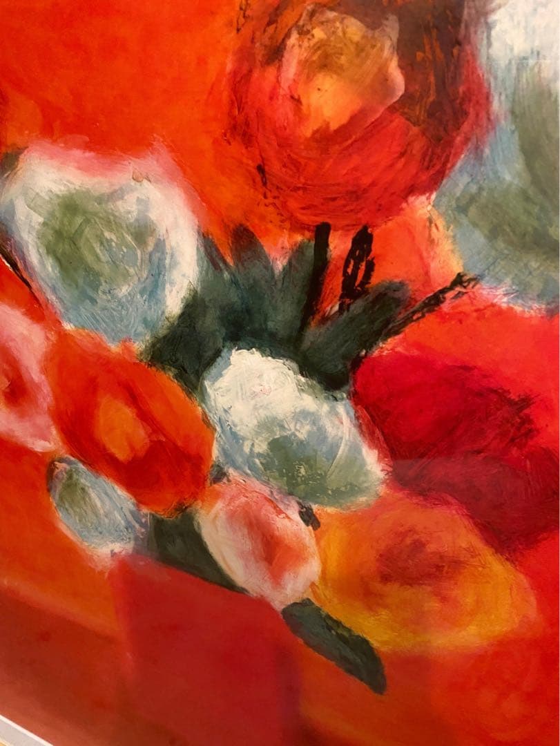 シルビア 花 薔薇 花瓶 バンケット オレンジ背景 額縁 アート