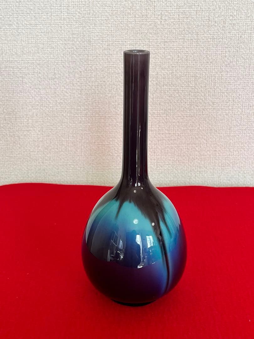 人間国宝 柳雨軒 三代 徳田八十吉  彩釉 花入 高さ約21cm 管理T143