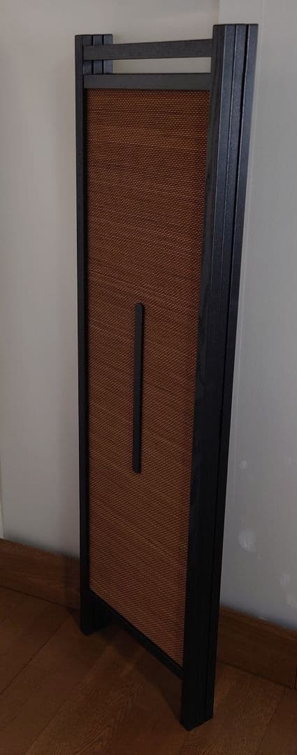 １台限定#3連限定パーテーション　フレームブラック燻し竹衝立　限定スクリーン