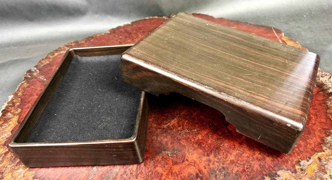 民国時代 古紅木硯箱 文箱 小物入れ 書道具 紫檀 唐木 木工芸 WWWT116