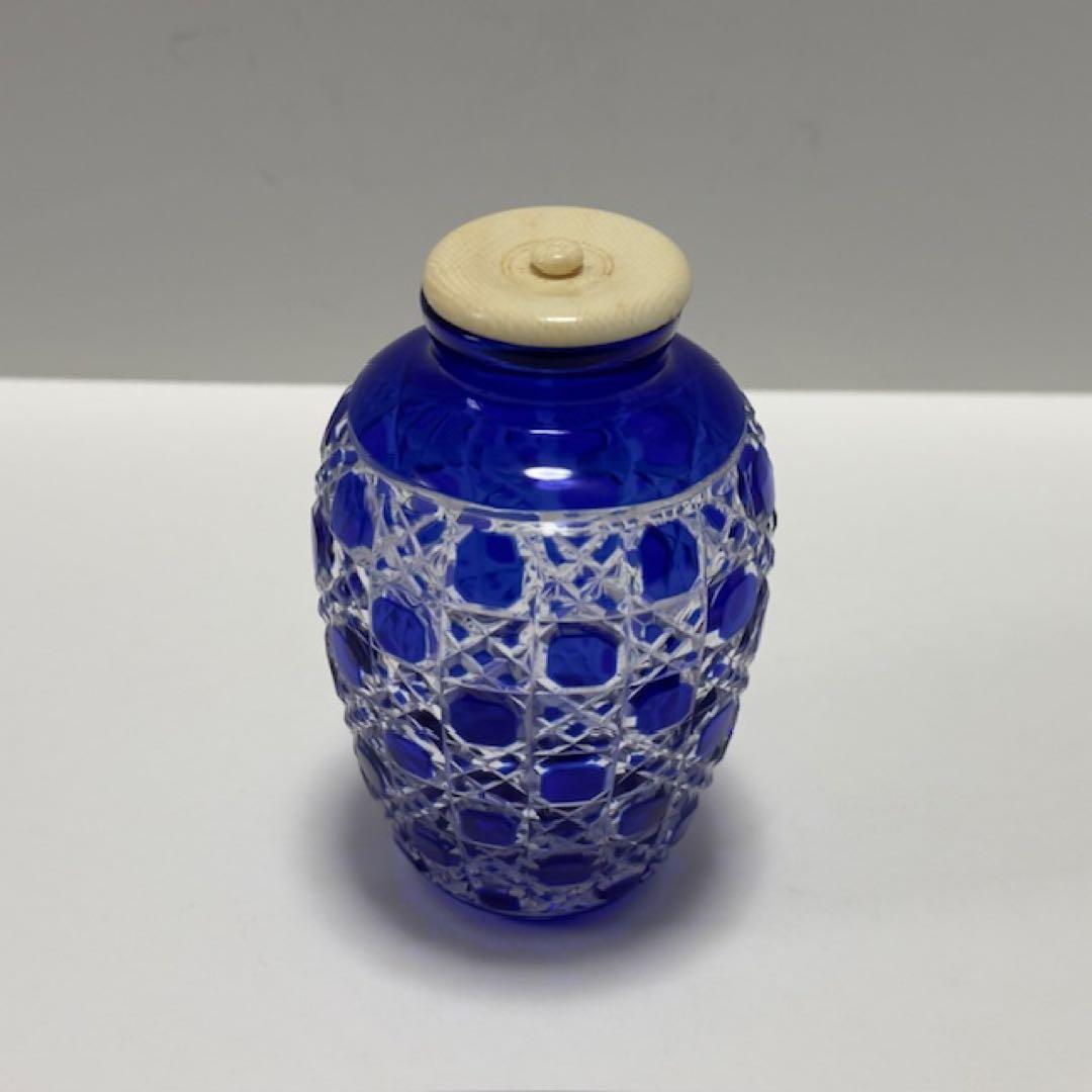 茶道 星野工房 義山 切子茶入 共箱 ギヤマン 茶道具