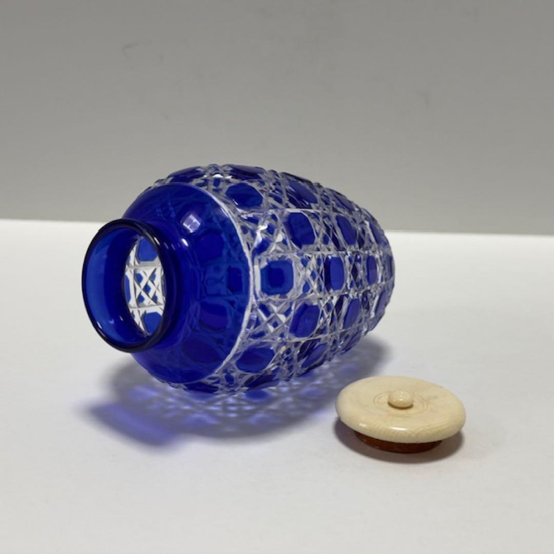 茶道 星野工房 義山 切子茶入 共箱 ギヤマン 茶道具