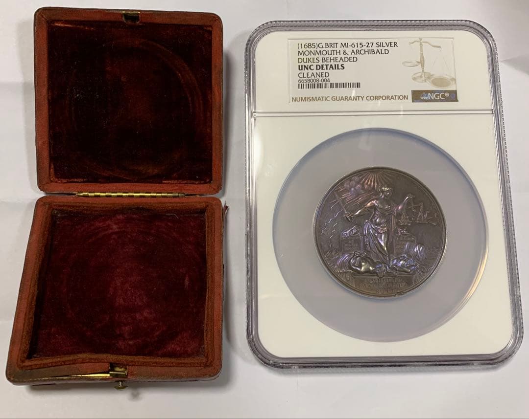 ジェームズ2世1685年 ダークトーン　大型シルバーメダル