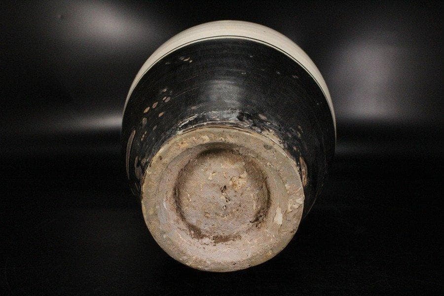 中国美術 三文字 四耳 瓶 高29cm 磁州窯 旧家蔵出