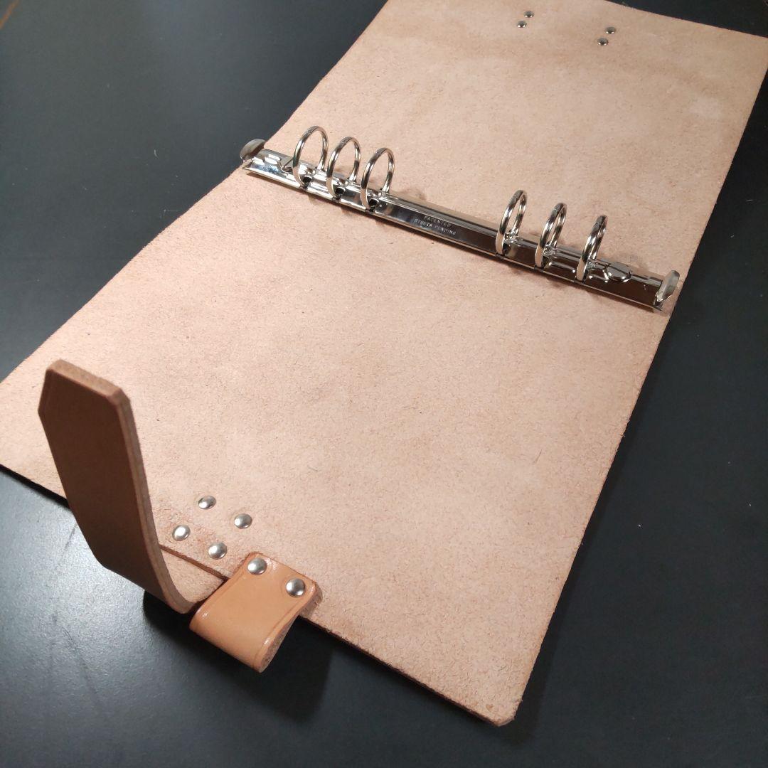 一枚革国産サドルレザー手帳　A5サイズナチュラル　25mmリング