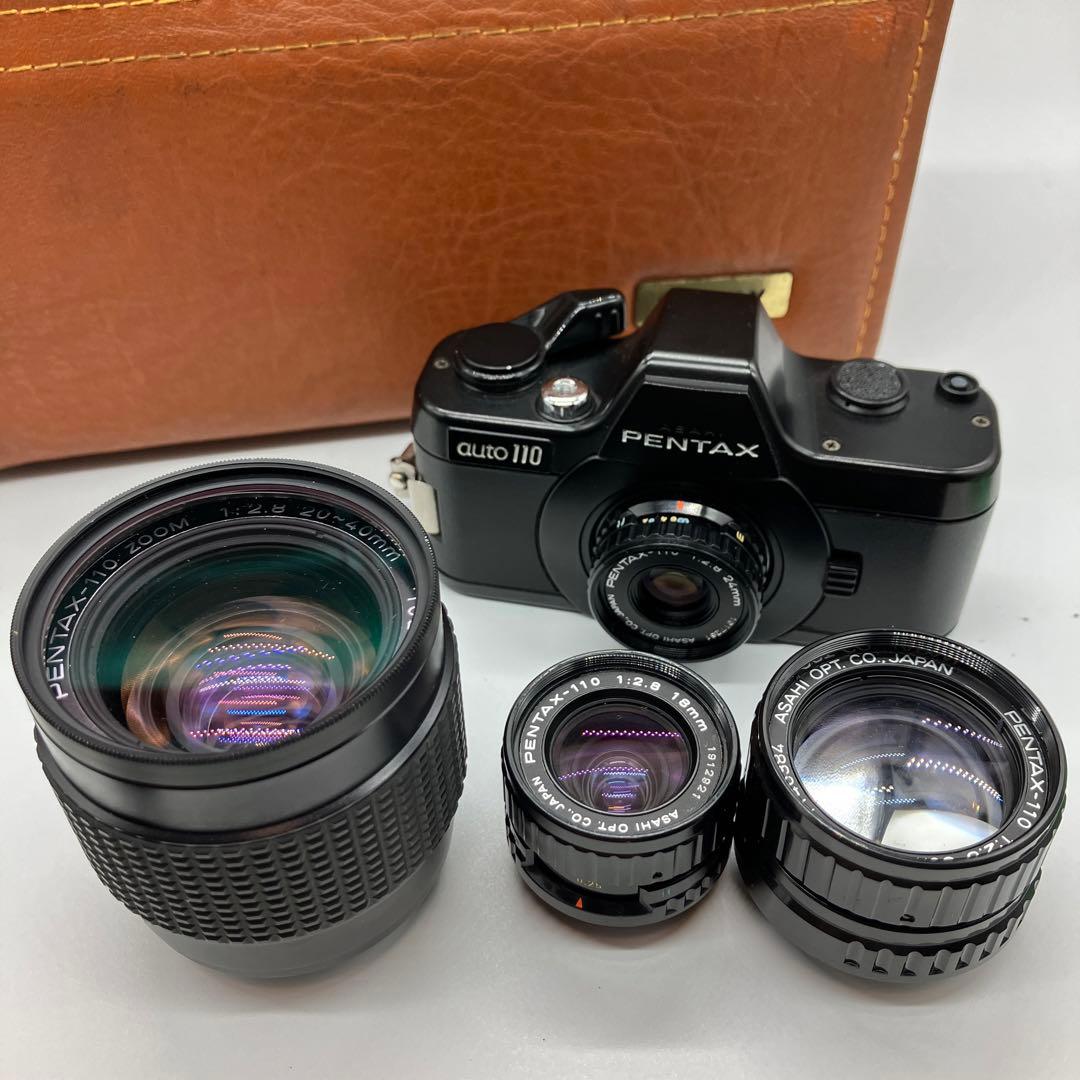 PENTAX Auto 110 フィルムカメラ レンズ 革製ケース付き