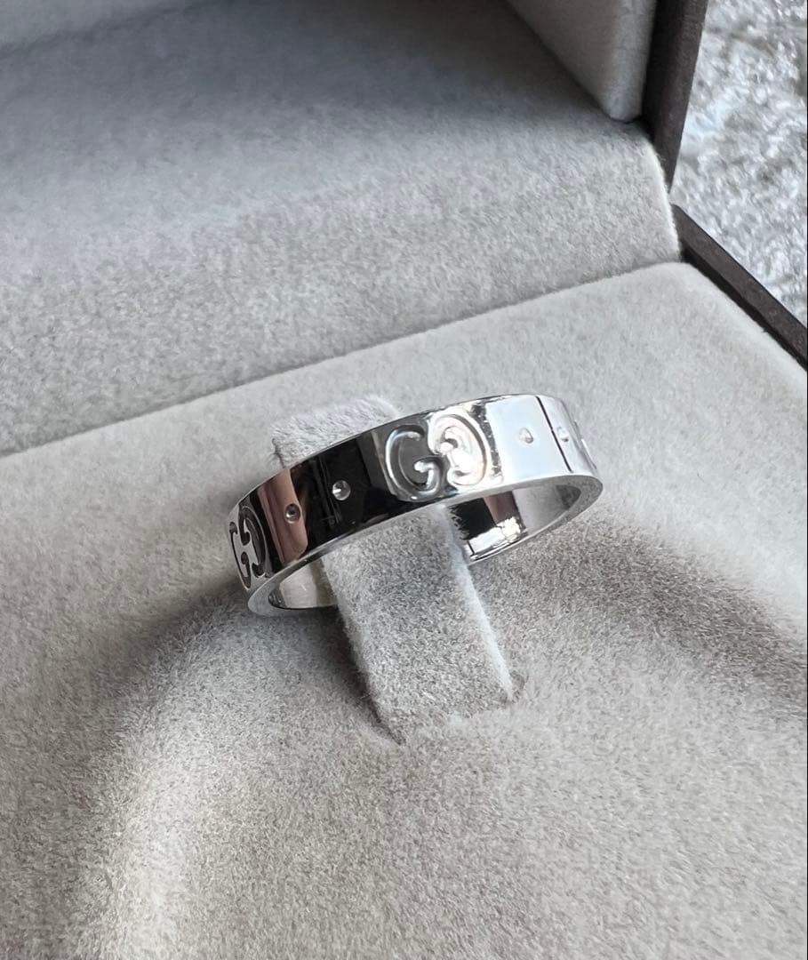 えまひ！GUCCI グッチアイコン指輪8号　18金　ホワイトゴールド