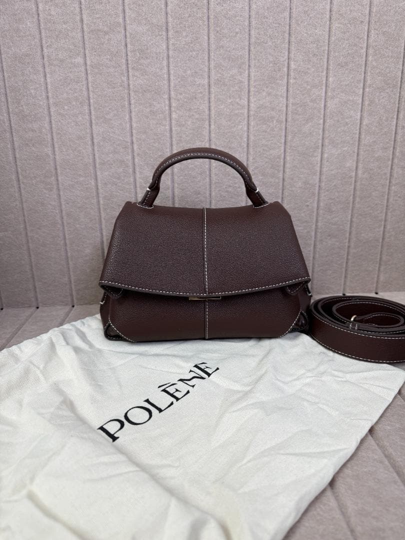 POLENE Mokki Mini エボニーテクスチャード 2WAY バッグ