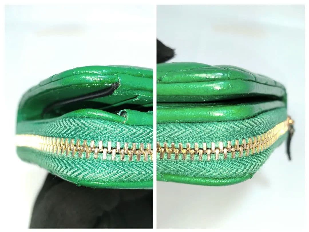 VERSACE ヴェルサーチ キルティング 二つ折り財布 レザー グリーン 緑