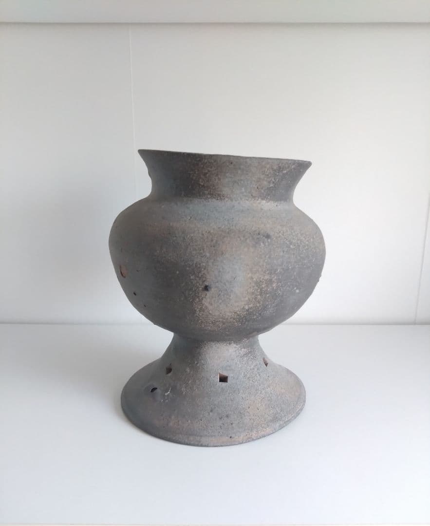 須恵器　高脚壺　古美術骨董古道具インテリア花入器オブジェ