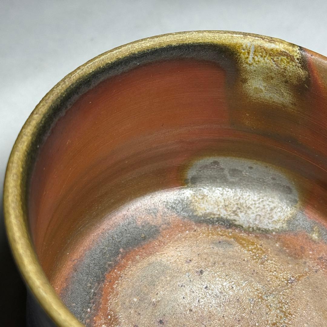 ◆ 【徳田陶春】作 備前茶碗 四方桟共箱 共布 栞 茶道具 未使用品 本物保証◆