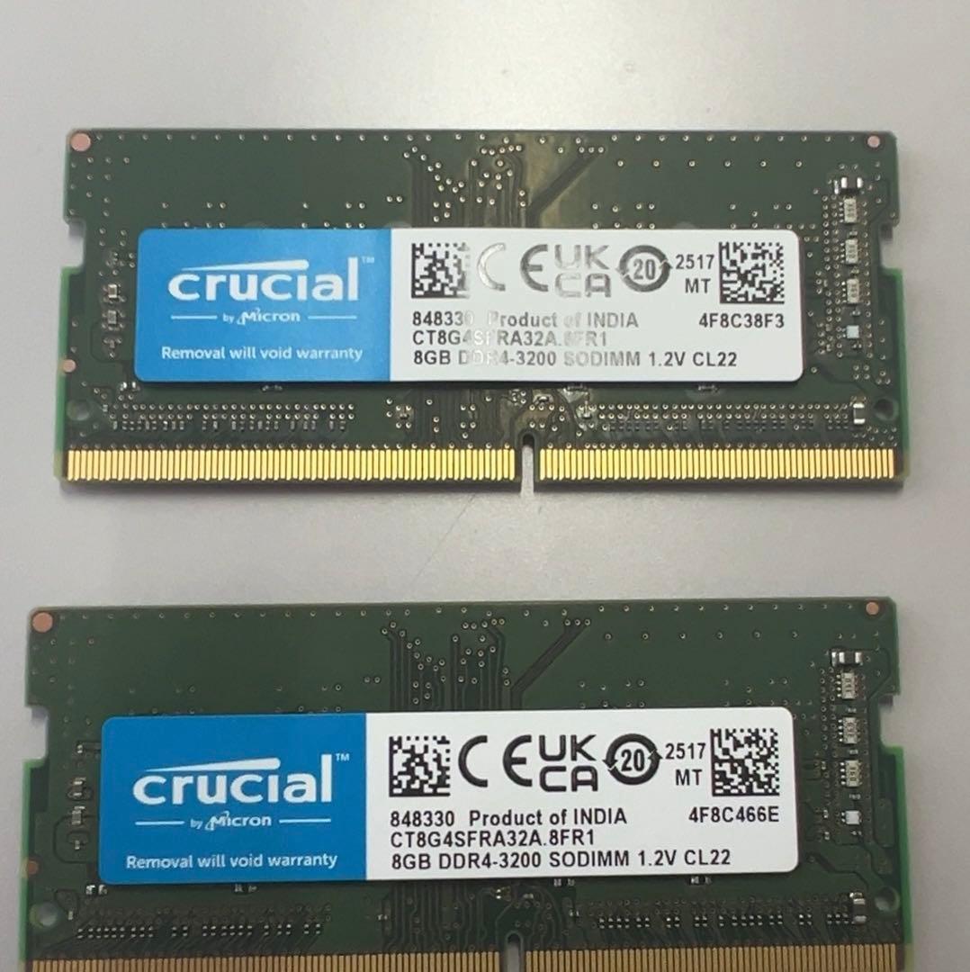 DDR4-3200 8GB×2枚 計16GB 使用時間短め（①）