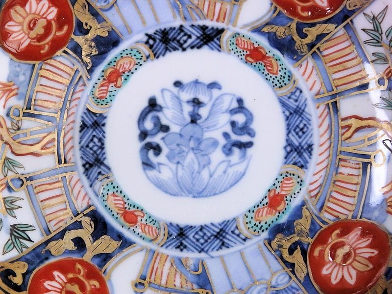 古伊万里　金襴手　花鳥紋に松竹梅の図　４寸皿　５枚　C071AS-CQj