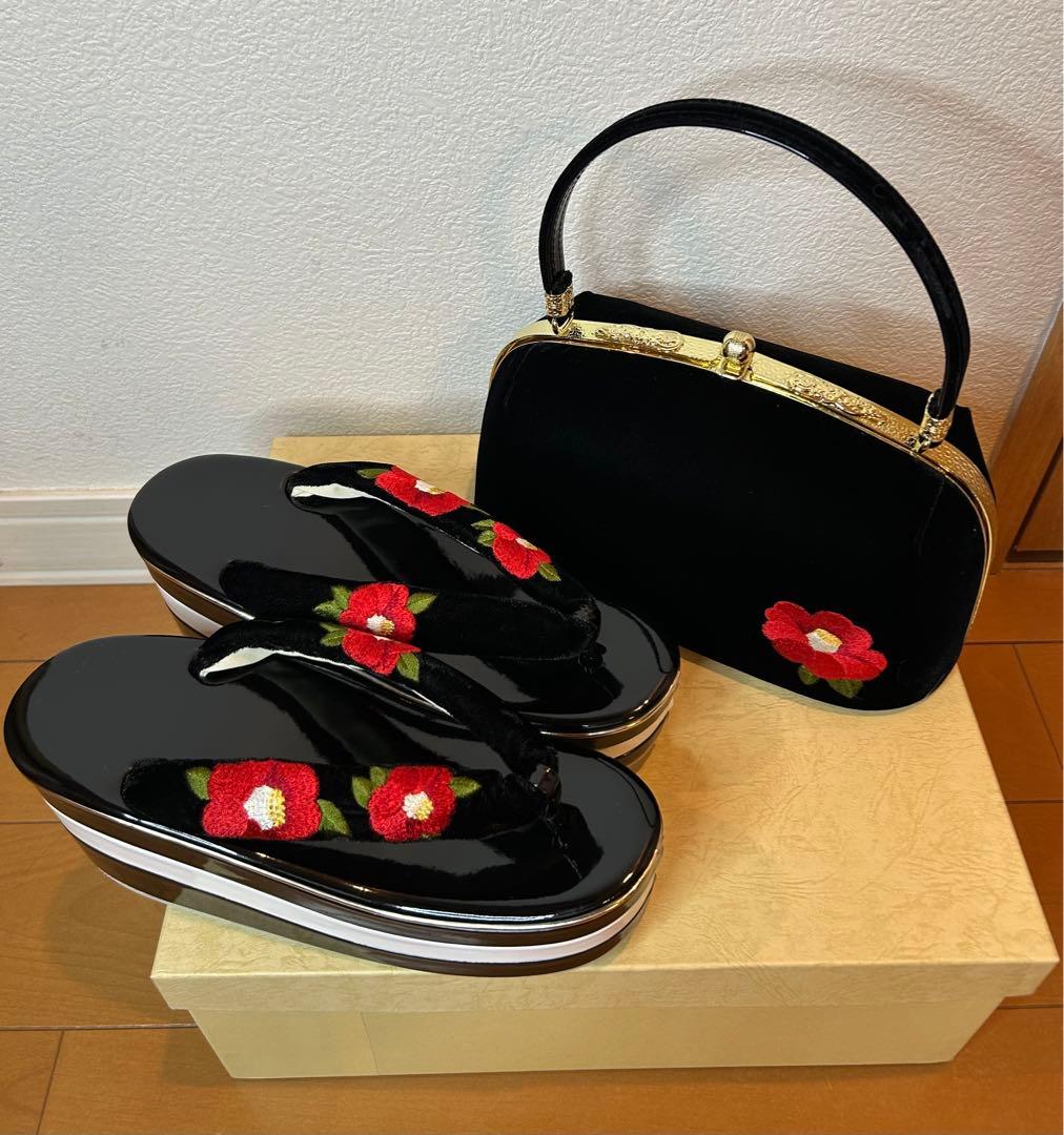 草履バッグセット 成人式 振袖　椿　つばき　草履　バック　24cm