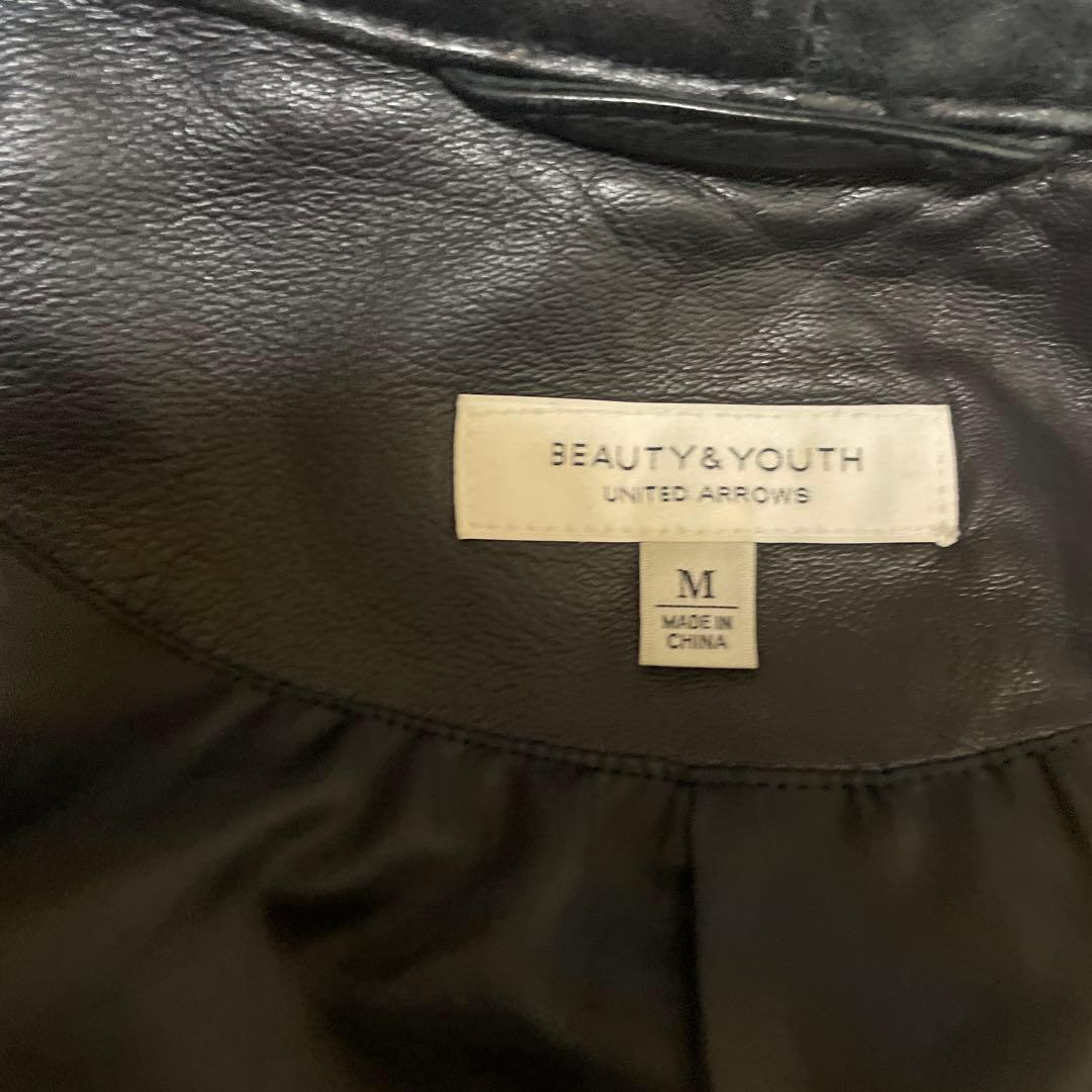 ユナイテッドアローズ レザージャケット ライダース シングル 羊革 黒 Mサイズ