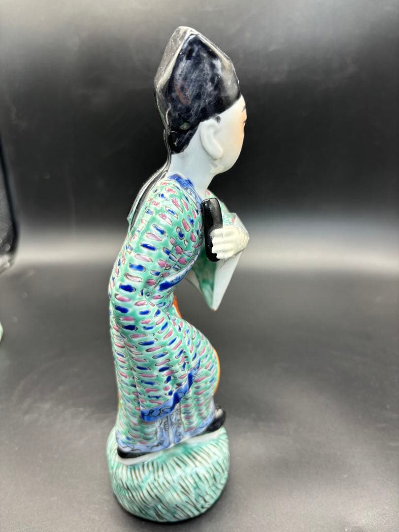 中国美術 古玩 色絵陶人形 陶器人形 高さ約23cm 置物 オブジェ 古董品