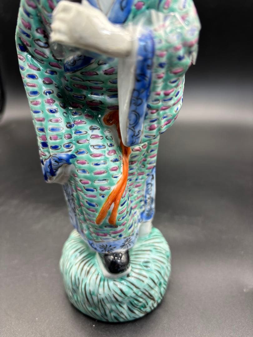 中国美術 古玩 色絵陶人形 陶器人形 高さ約23cm 置物 オブジェ 古董品