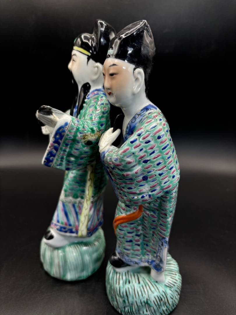 中国美術 古玩 色絵陶人形 陶器人形 高さ約23cm 置物 オブジェ 古董品