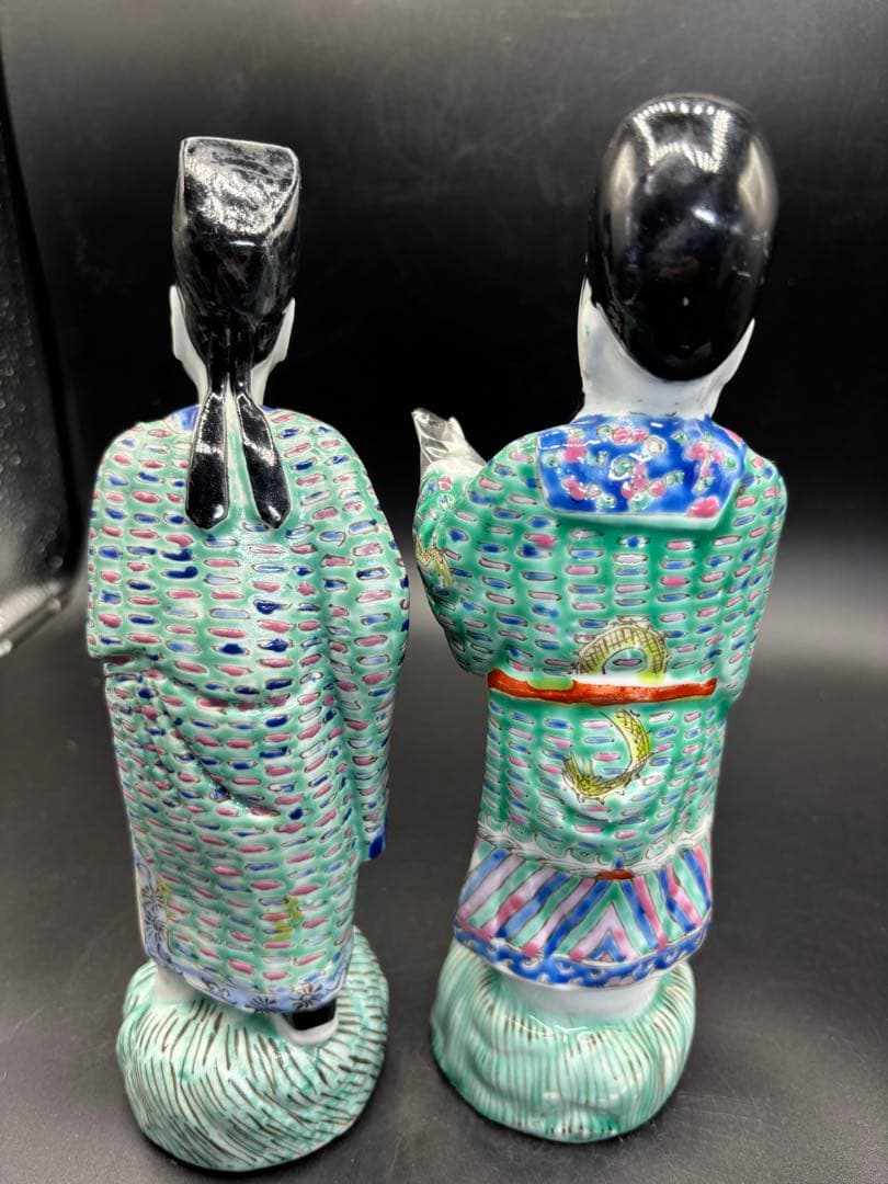 中国美術 古玩 色絵陶人形 陶器人形 高さ約23cm 置物 オブジェ 古董品