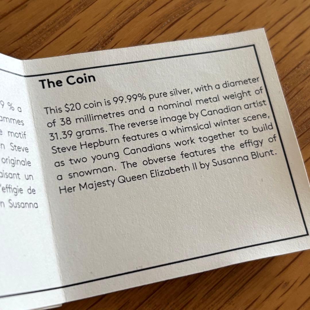 【カナダ銀貨】2019年カナダ 純銀ミスティカル・スノー・デイ・ 雪だるま