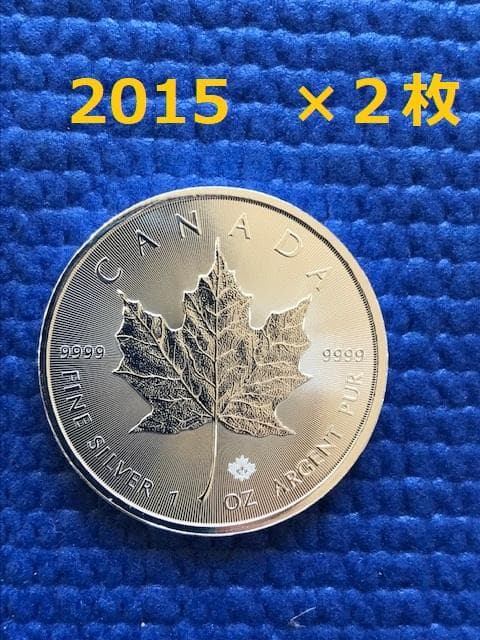 2015年 メープルリーフ銀貨 31.1g (１ オンス)　 ×２枚