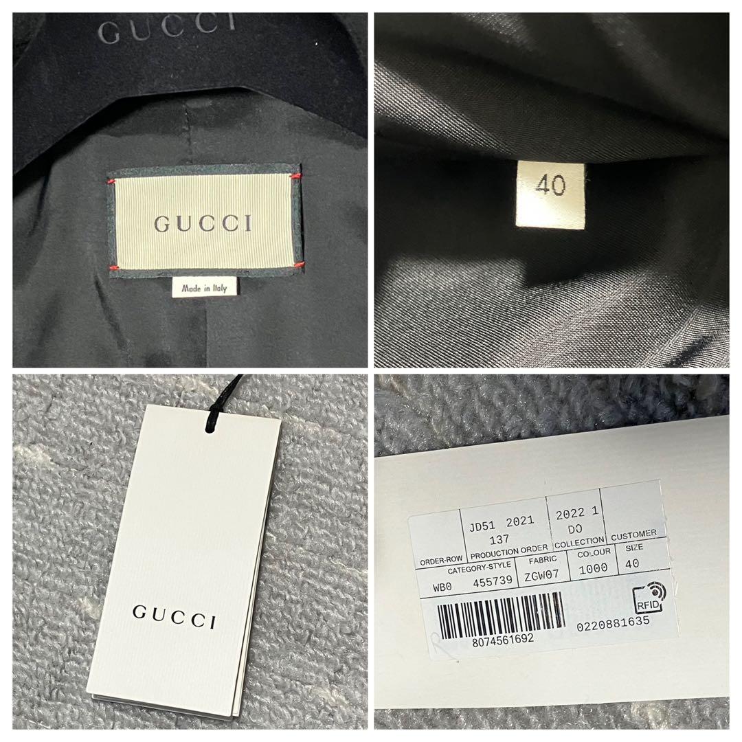 未使用タグ付！グッチ［17AW］チェスターコート　サイズ40　ブラック　ハンガー